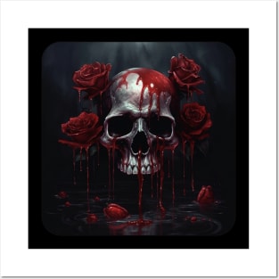 Rose Skull Blood Posters and Art